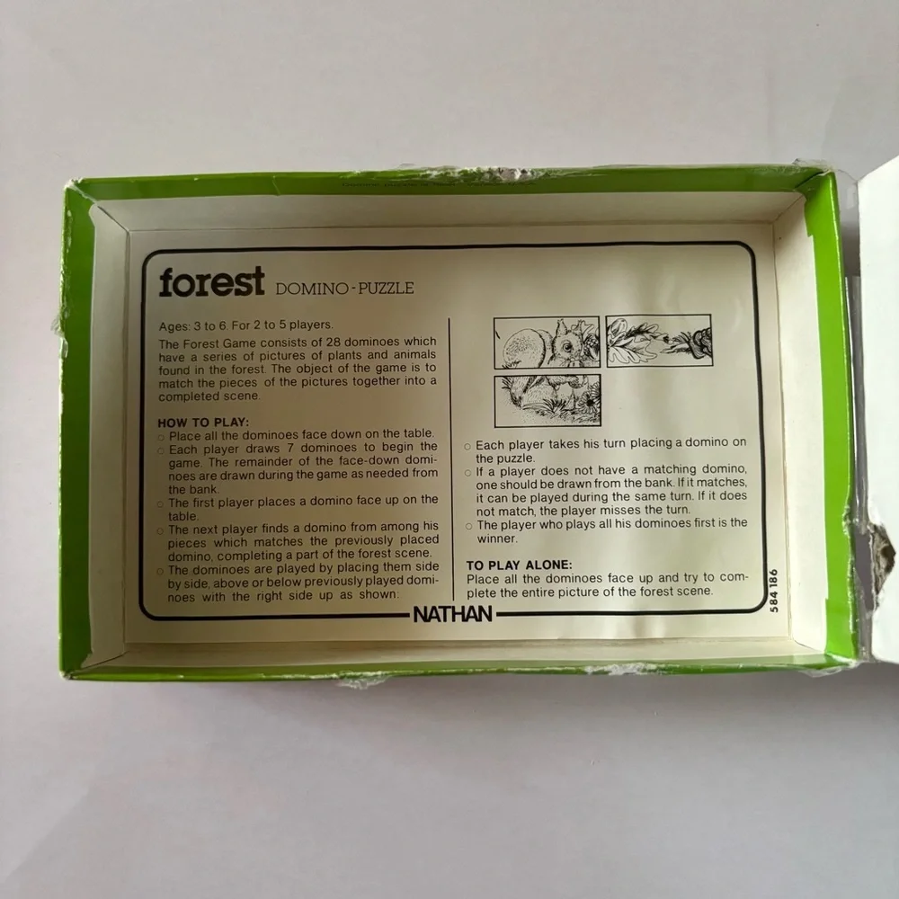 Nathan Forest Domino Puzzle Vintage Nature Animal Matching Kids Learning Toy